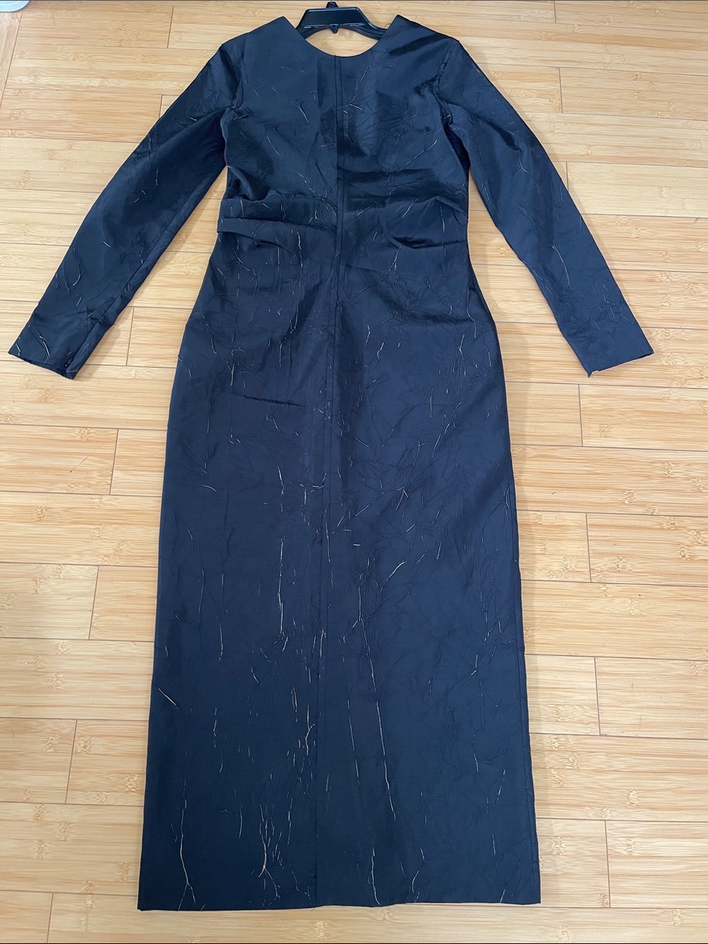Women NWT Zara Classic Black W/ Gold Cocktail Evening Long-Sleeve Dress M